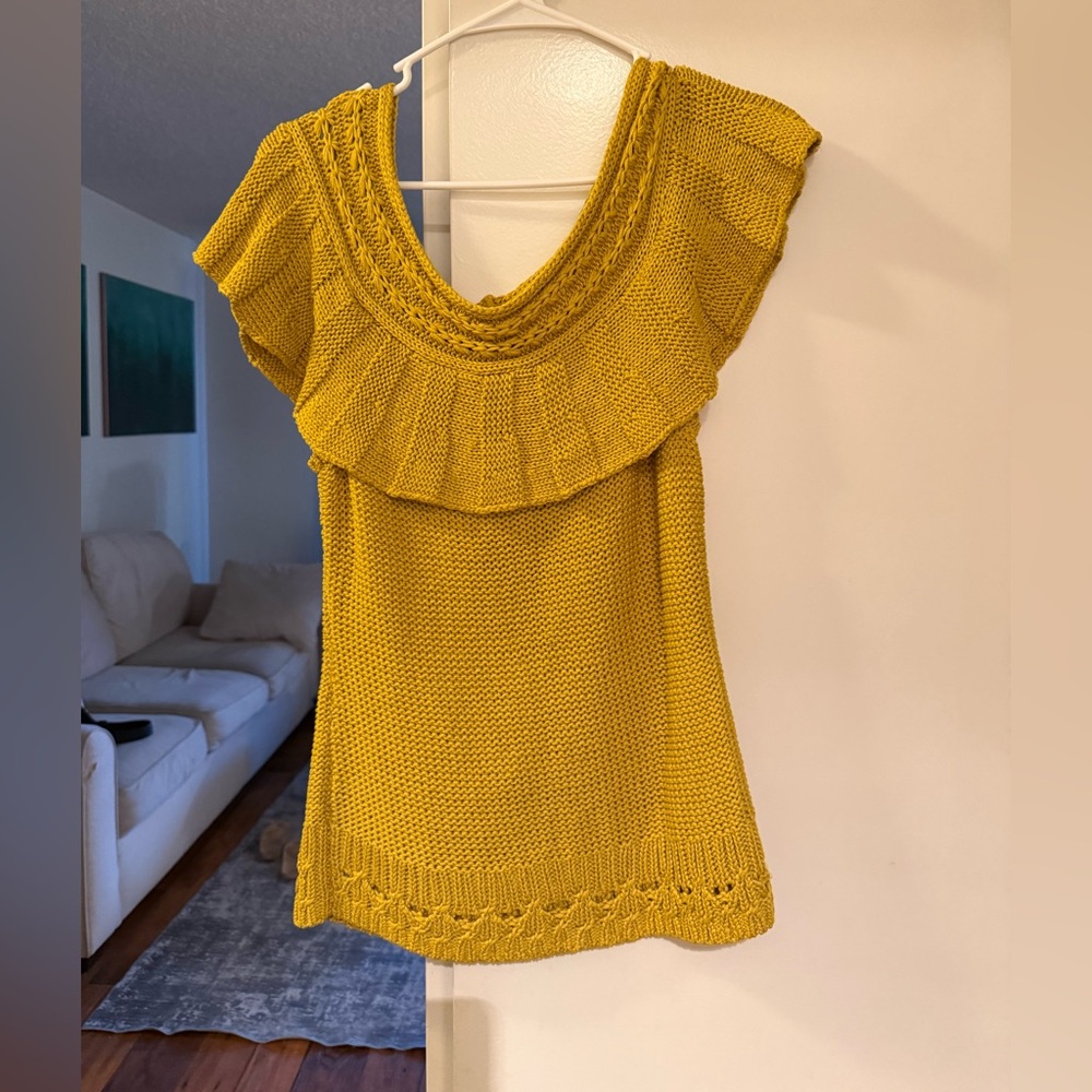 Anthropologie indie tweed coquette women’s off the shoulder blouse